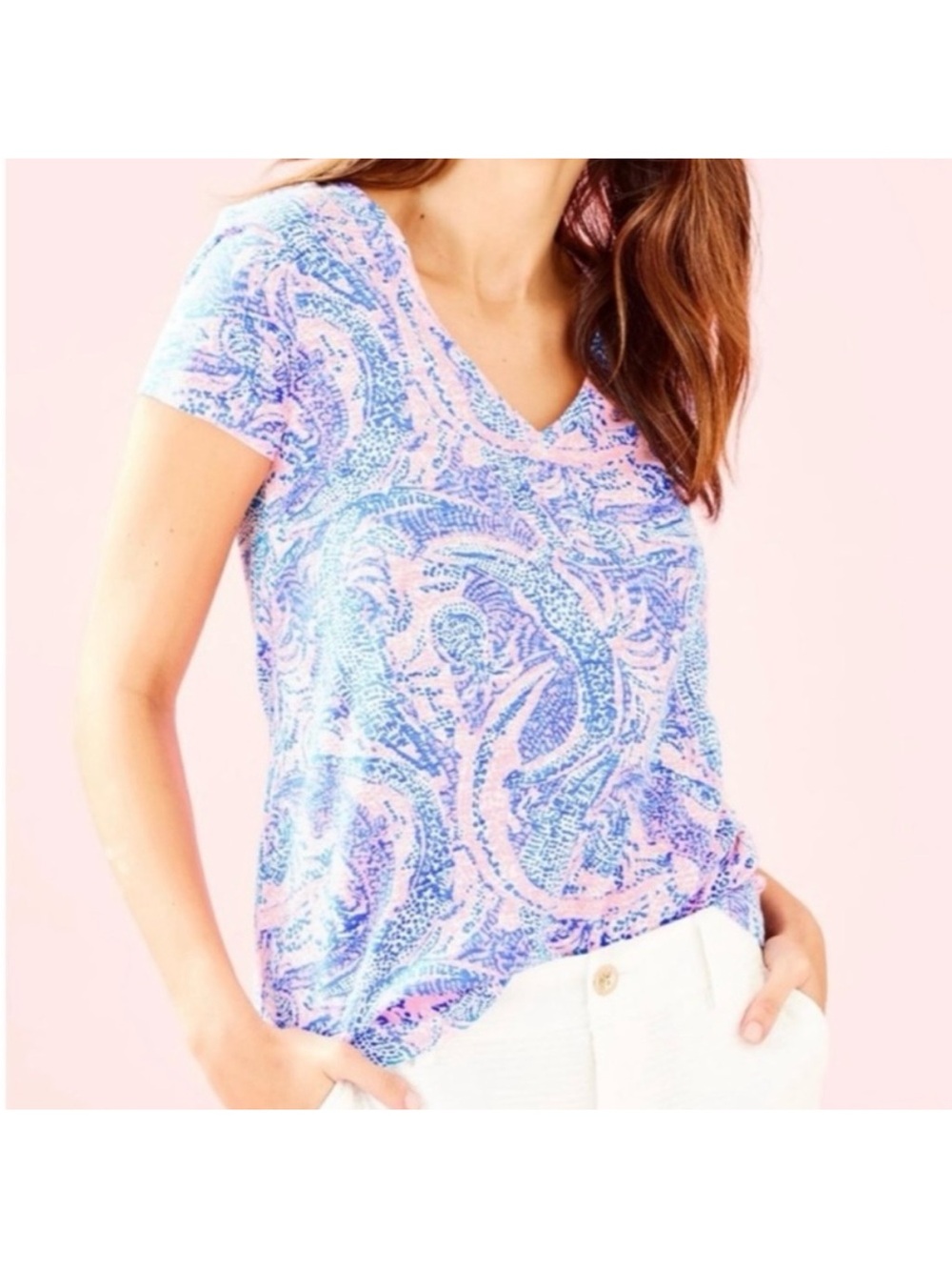 LILLY PULITZER Etta Maybe Later Gator
V-Neck Tee Etta Top